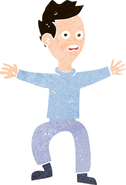 Bir insan tarafından çizilen panikleyen karikatür adamı.