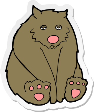 Bir insan tarafından çizilmiş üzgün bir ayının çıkartması.