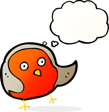 Bir insan tarafından çizilmiş düşünce balonlu çizgi robin.