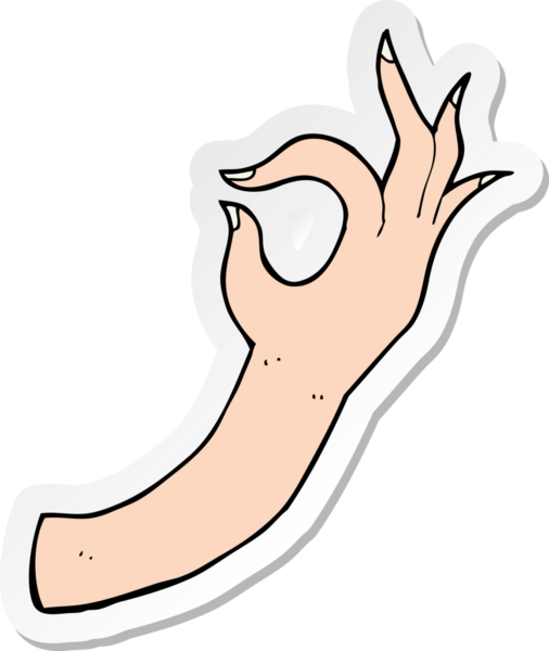 Bir insan tarafından çizilmiş bir el sembolünün çıkartması.