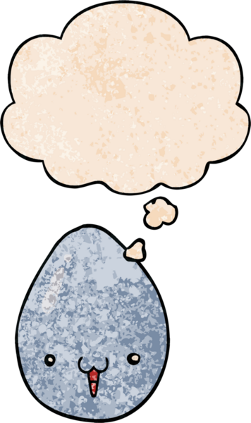 Bir insan tarafından çizilmiş grunge desenli düşünce baloncuklu çizgi film yumurtası.