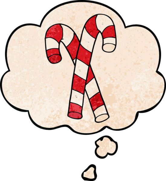 Düşünce baloncuğu olan çizgi film şeker kamışları bir insan tarafından çizilmiş grunge desen tarzı.