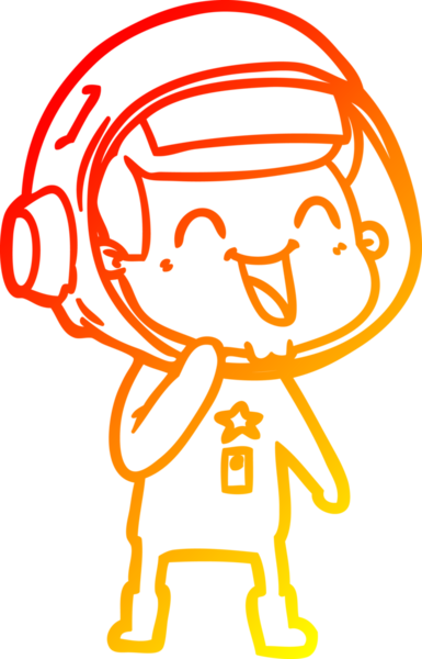 Bir insan tarafından çizilmiş mutlu bir astronotun sıcak çizgi çizimi