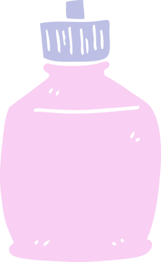 Bir insan tarafından çizilmiş düz renk çizim çizgi film fışkırtma şişesi