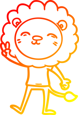 Karikatür aslanının insan tarafından çizilmiş sıcak çizgi çizimi.