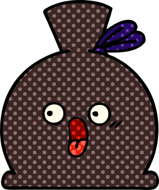 Bir insan tarafından çizilmiş bir çuval karikatürü.