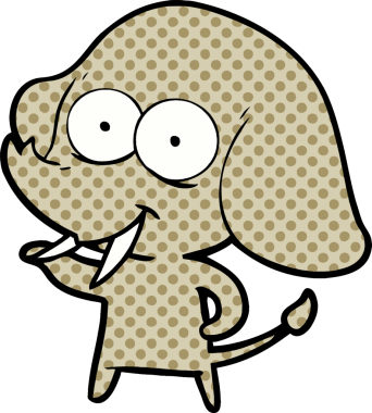 Bir insan tarafından çizilmiş mutlu bir fil.