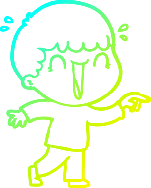 Bir insan tarafından çizilmiş gülen bir çizgi film karakterinin soğuk gradyan çizimi