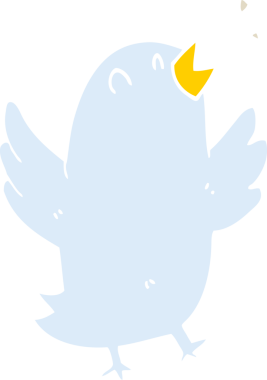 Düz renkli çizgi film kuşları bir insan tarafından çizilmiş.