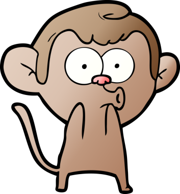 Bir insan tarafından çizilmiş, şaşırmış maymun çizgi filmi.