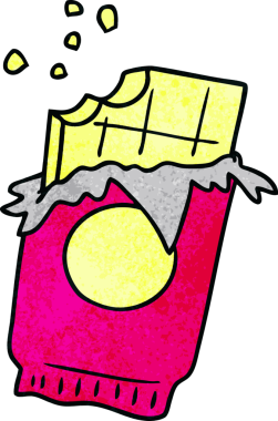 Bir insan tarafından çizilmiş bir çikolata kalıbının el çizimi karikatürü.