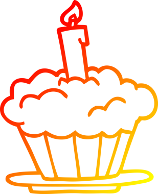 Bir insan tarafından çizilmiş bir doğum günü pastasının sıcak gradyan çizimi