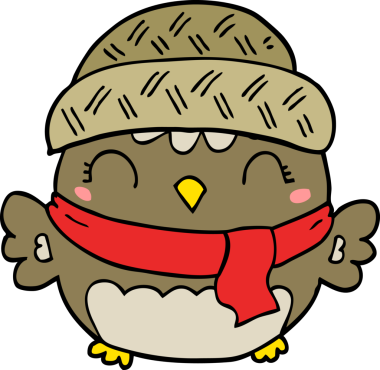 Bir insan tarafından çizilmiş şapkalı sevimli baykuş.