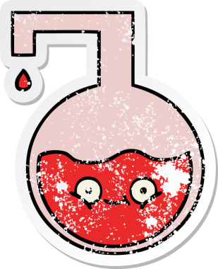 Bir insan tarafından çizilmiş sevimli bir karikatür bilim deneyinin sıkıntılı çıkartması.