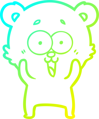 Bir insan tarafından çizilmiş gülen oyuncak ayı çizgi filmi.