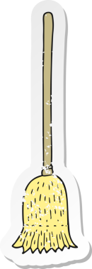 Bir insan tarafından çizilmiş karikatür süpürme fırçasının geriletilmiş yapıştırması.