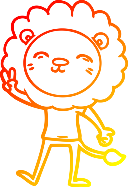 Karikatür aslanının insan tarafından çizilmiş sıcak çizgi çizimi.