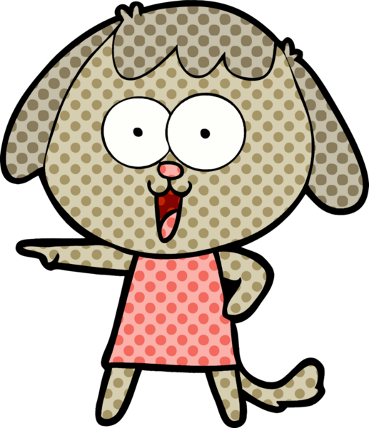 Bir insan tarafından çizilmiş şirin bir çizgi film köpeği.