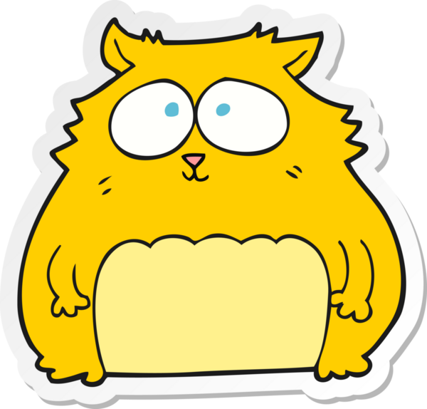 Bir insan tarafından çizilmiş çizgi film kedisinin çıkartması.