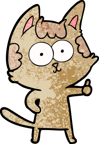 Bir insan tarafından çizilmiş mutlu çizgi film kedisi.