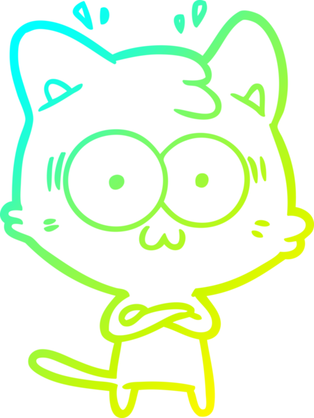 Bir çizgi filmin soğuk gradyan çizimi bir insan tarafından çizilmiş sürpriz bir kedi.