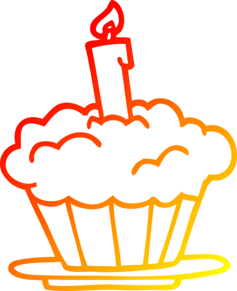 Bir insan tarafından çizilmiş bir doğum günü pastasının sıcak gradyan çizimi