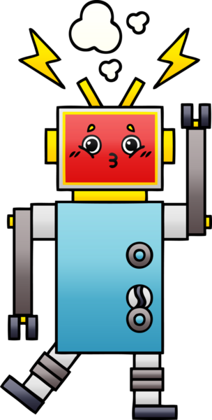 Bir insan tarafından çizilen robot arızasının gölgeli çizimi