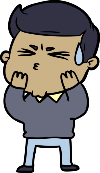 Bir insan tarafından çizilmiş terleyen çizgi film adamı.