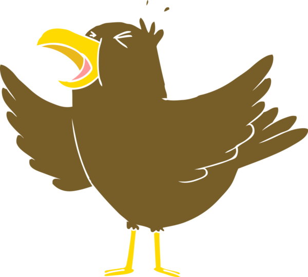 Düz renkli çizgi film kuşları bir insan tarafından çizilmiş.