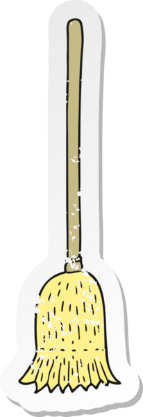 Bir insan tarafından çizilmiş karikatür süpürme fırçasının geriletilmiş yapıştırması.