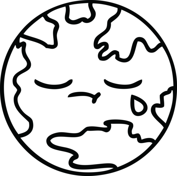 Bir insan tarafından çizilmiş bir gezegenin çizgi çizimi.