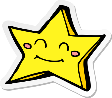 Bir insan tarafından çizilmiş mutlu bir yıldız karakterinin çıkartması.