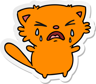 Şirin bir kawai kedisinin insan tarafından çizilmiş serbest sticker karikatürü.