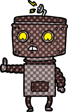 Bir insan tarafından çizilmiş çizgi film robotu