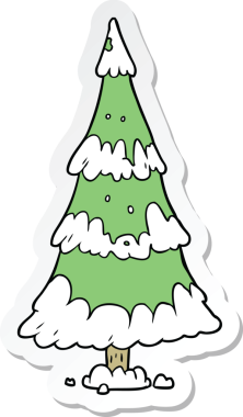 Bir insan tarafından çizilmiş bir karikatür noel ağacının çıkartması.