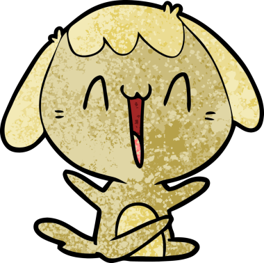 Bir insan tarafından çizilmiş şirin bir çizgi film köpeği.