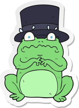 Bir insan tarafından çizilmiş zengin bir kurbağanın çıkartması.