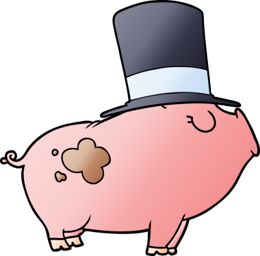 Bir insan tarafından çizilmiş zengin domuz.