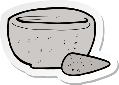 Bir insan tarafından çizilmiş karikatür tokmağı ve havan topu çıkartması.