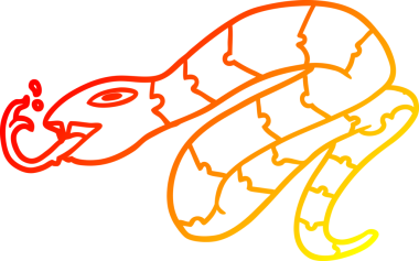 Bir insan tarafından çizilmiş tıslayan bir yılanın sıcak çizgi çizimi