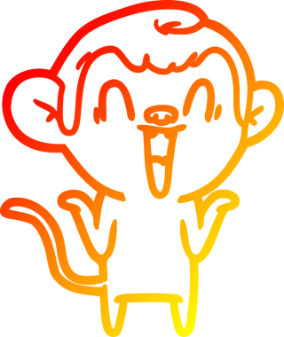 Bir insan tarafından çizilmiş gülen maymun çizgi çizimi.