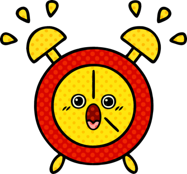 bir insan tarafından çizilmiş bir çalar saatin çizgi roman tarzı