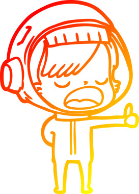 Bir insan tarafından çizilmiş bir karikatür astronot kadın çizimi.