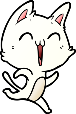 Bir insan tarafından çizilmiş mutlu çizgi film kedisi.