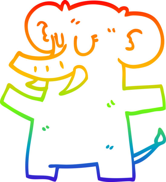 Gökkuşağı gradyan çizgi çizimi bir insan tarafından çizilmiş ayakta duran bir fil