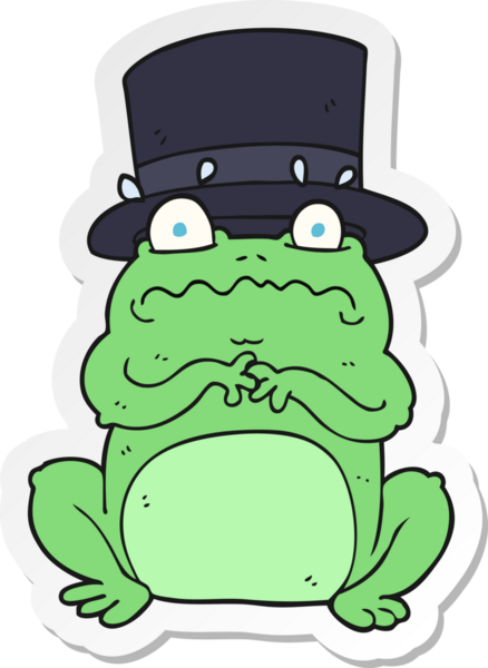 Bir insan tarafından çizilmiş zengin bir kurbağanın çıkartması.