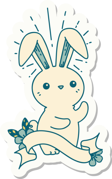 Bir insan tarafından çizilmiş dövme stili şirin bir tavşan.