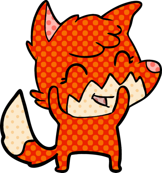 Bir insan tarafından çizilmiş mutlu çizgi film tilkisi.