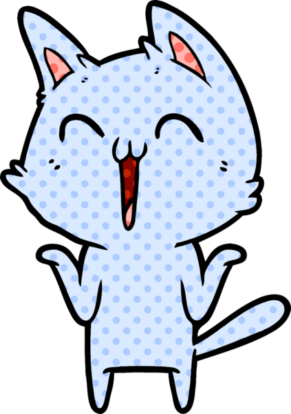 Bir insan tarafından çizilmiş mutlu çizgi film kedisi.