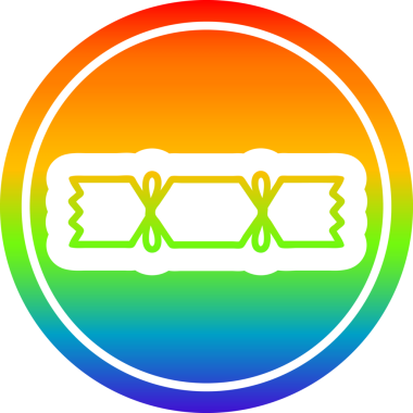 Gökkuşağı gradyan bir insan tarafından çizilmiş noel krakeri simgesi